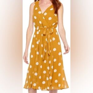 Liz Claiborne Mustard & White Polka Dot Dress